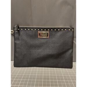 Victoria's Secret Make Up Bag Black Studded Leopard Print Interior